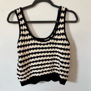 Scalloped Crochet Style Striped Crop Top